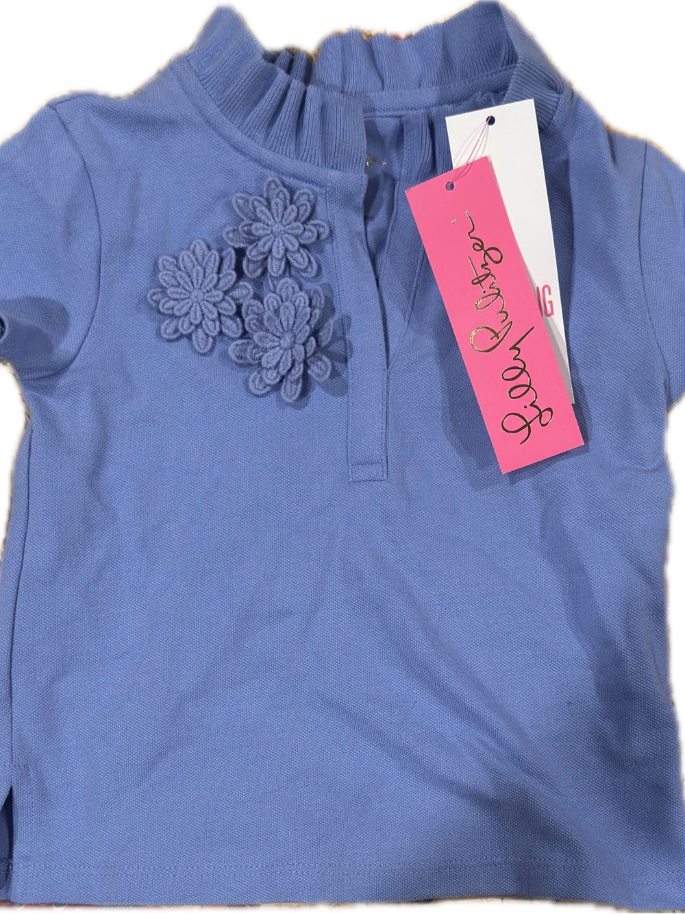 Lilly Pulitzer Periwinkle Floral Appliqué Polo
